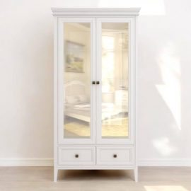 Витрина 2-дверная Aletan Tesoro (Алетан Тесоро), полки стекло, 2 ящика, Белый, T603W