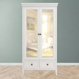 Витрина 2-дверная Aletan Tesoro (Алетан Тесоро), полки стекло, 2 ящика, Белый, T603W