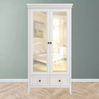 Витрина 2-дверная Aletan Tesoro (Алетан Тесоро), полки стекло, 2 ящика, Белый, T603W