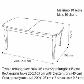 Стол обеденный 200/290 Camelgroup Fantasia Noce, прямоугольный раскладной