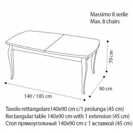 Стол обеденный 140/185 Camelgroup Fantasia Noce, прямоугольный раскладной