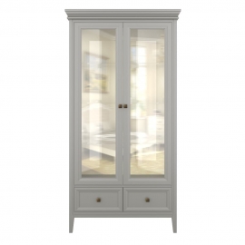 Витрина 2-дверная Aletan Tesoro (Алетан Тесоро), полки стекло, 2 ящика, Серый, T603G