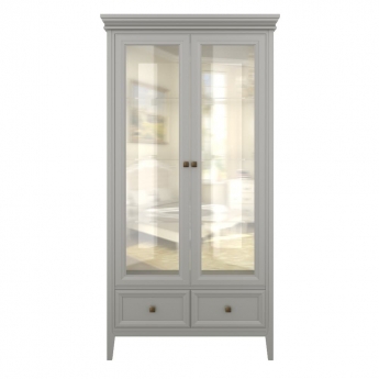 Витрина 2-дверная Aletan Tesoro (Алетан Тесоро), полки стекло, 2 ящика, Серый, T603G