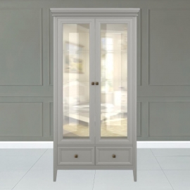 Витрина 2-дверная Aletan Tesoro (Алетан Тесоро), полки стекло, 2 ящика, Серый, T603G