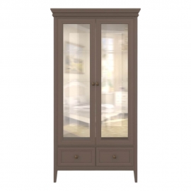 Витрина 2-дверная Aletan Tesoro (Алетан Тесоро), полки стекло, 2 ящика, Коричневый, T603Q