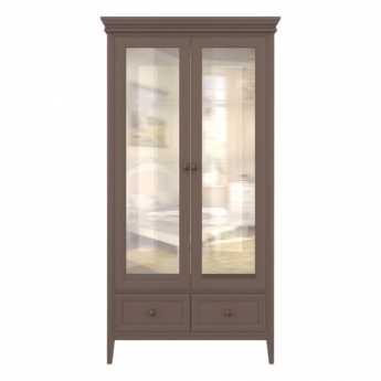 Витрина 2-дверная Aletan Tesoro (Алетан Тесоро), полки стекло, 2 ящика, Коричневый, T603Q