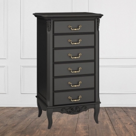 Высокий комод Aletan Marlette (Алетан Марлетт), 6 ящиков, Черный лак, В406BL