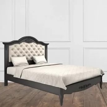 Кровать 140x200 Aletan Marlette (Алетан Марлетт), мягкое изголовье, Черный лак, В214BL