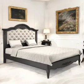 Кровать 180x200 Aletan Marlette (Алетан Марлетт), мягкое изголовье, Черный лак, В218BL