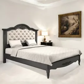 Кровать 180x200 Aletan Marlette (Алетан Марлетт), мягкое изголовье, Черный лак, В218BL