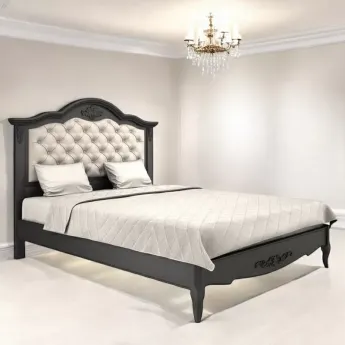 Кровать 180x200 Aletan Marlette (Алетан Марлетт), мягкое изголовье, Черный лак, В218BL