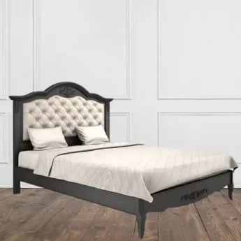Кровать 180x200 Aletan Marlette (Алетан Марлетт), мягкое изголовье, Черный лак, В218BL
