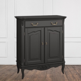 Комод Aletan Marlette (Алетан Марлетт), 1 ящик и 2 дверцы, Черный лак, В404BL