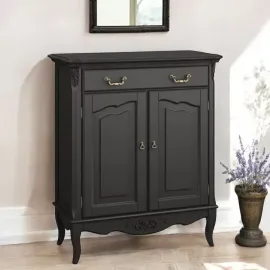 Комод Aletan Marlette (Алетан Марлетт), 1 ящик и 2 дверцы, Черный лак, В404BL