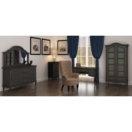 Библиотека Aletan Marlette (Алетан Марлетт), 2-дверная, Черный лак, полки дерево, В604BL