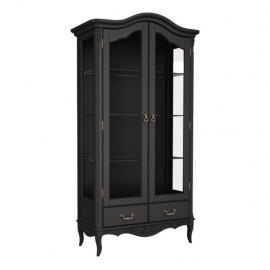 Витрина Aletan Marlette (Алетан Марлетт), 2-дверная, 2 ящика, Черный лак, В603BL
