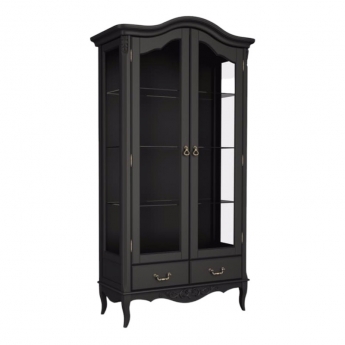 Витрина Aletan Marlette (Алетан Марлетт), 2-дверная, 2 ящика, Черный лак, В603BL
