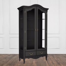 Витрина Aletan Marlette (Алетан Марлетт), 2-дверная, 2 ящика, Черный лак, В603BL