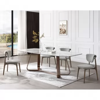 Стул Q-Home Tods 2 (Тодс 2), Орех / серая ткань, QHCHTODS2G