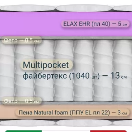 Матрас Materlux Taormina Air (Таормина Эйр), серии Grande – 80х200 см, адаптивная пена Elax+ и Natural Foam