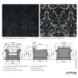 Накидка на подлокотник Camelgroup Treviso sofa, ткань VIP