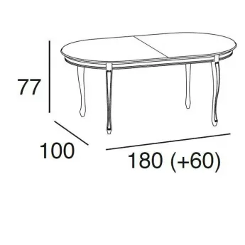 Стол обеденный 180/240 Panamar, овальный раздвижной 405.180.P, размеры