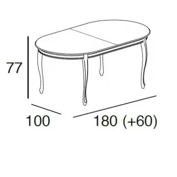 Стол обеденный 180/240 Panamar, овальный раздвижной 402.180.P, размеры