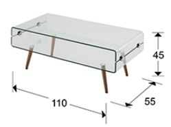 Размеры журнального стола Glass II Schuller, арт. 842016